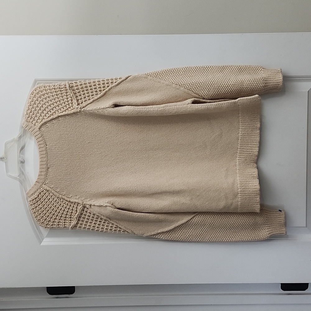 Sam Edelman Womens Sweater Long Sleeve Cream Wool Blend Side Slits. SZ Medium - Picture 11 of 13